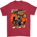 Ride Loud Ride Proud Motorbike Biker Mens T-Shirt Cotton Gildan Red