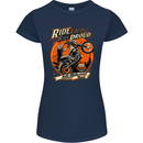 Ride Loud Ride Proud Motorbike Biker Womens Petite Cut T-Shirt Navy Blue