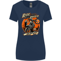 Ride Loud Ride Proud Motorbike Biker Womens Wider Cut T-Shirt Navy Blue