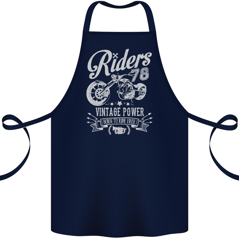 Riders 78 Motorcycle Motorbike Biker Cotton Apron 100% Organic Navy Blue