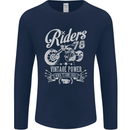 Riders 78 Motorcycle Motorbike Biker Mens Long Sleeve T-Shirt Navy Blue