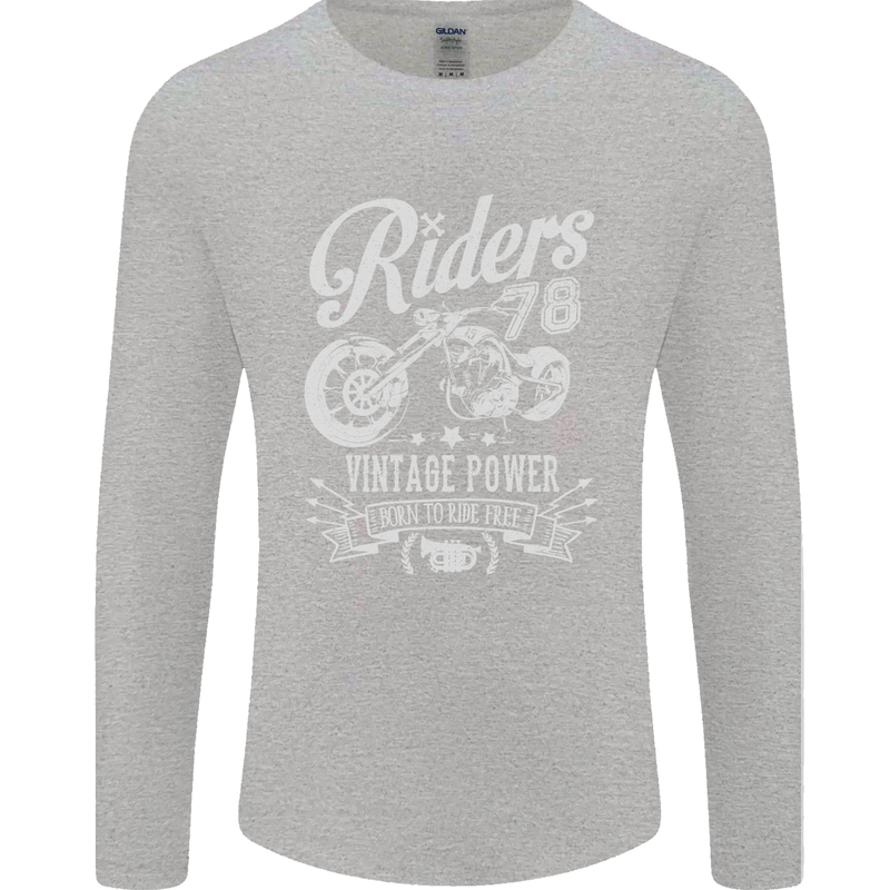 Riders 78 Motorcycle Motorbike Biker Mens Long Sleeve T-Shirt Sports Grey