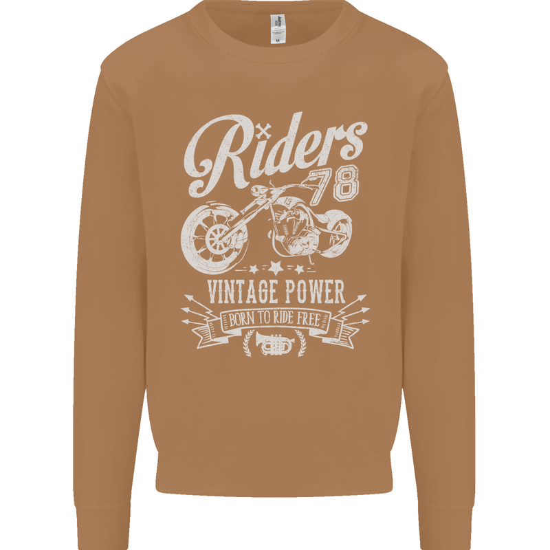 Riders 78 Motorcycle Motorbike Biker Mens Sweatshirt Jumper Caramel Latte