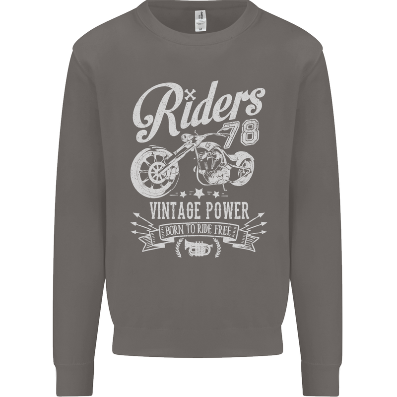 Riders 78 Motorcycle Motorbike Biker Mens Sweatshirt Jumper Charcoal