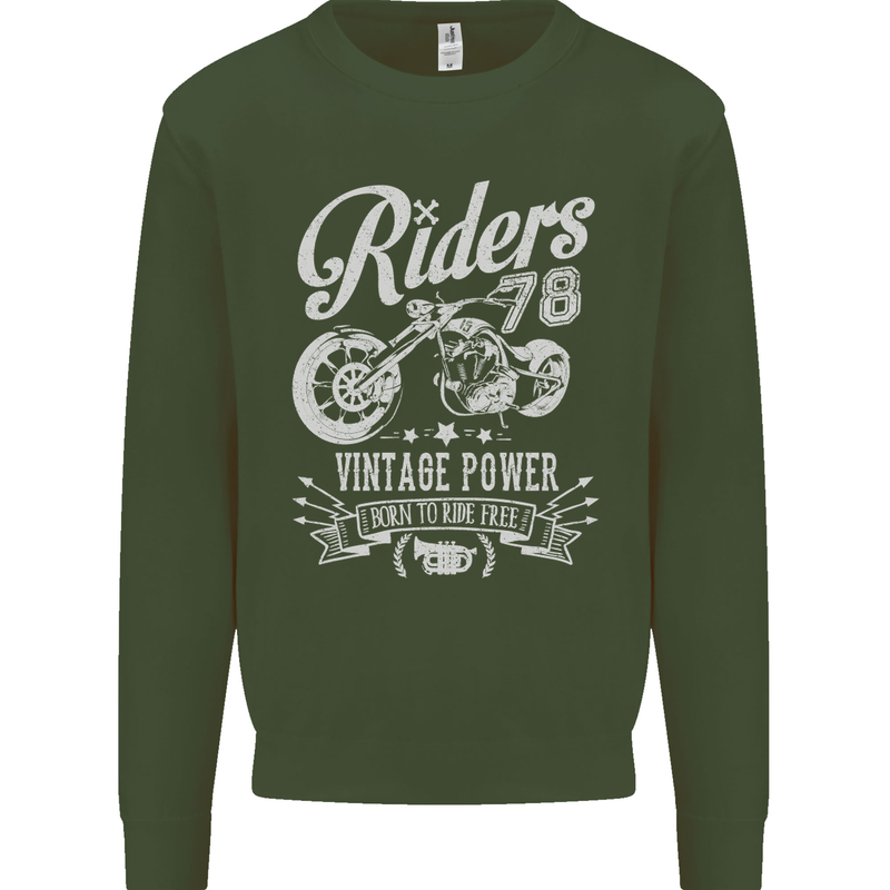 Riders 78 Motorcycle Motorbike Biker Mens Sweatshirt Jumper Forest Green