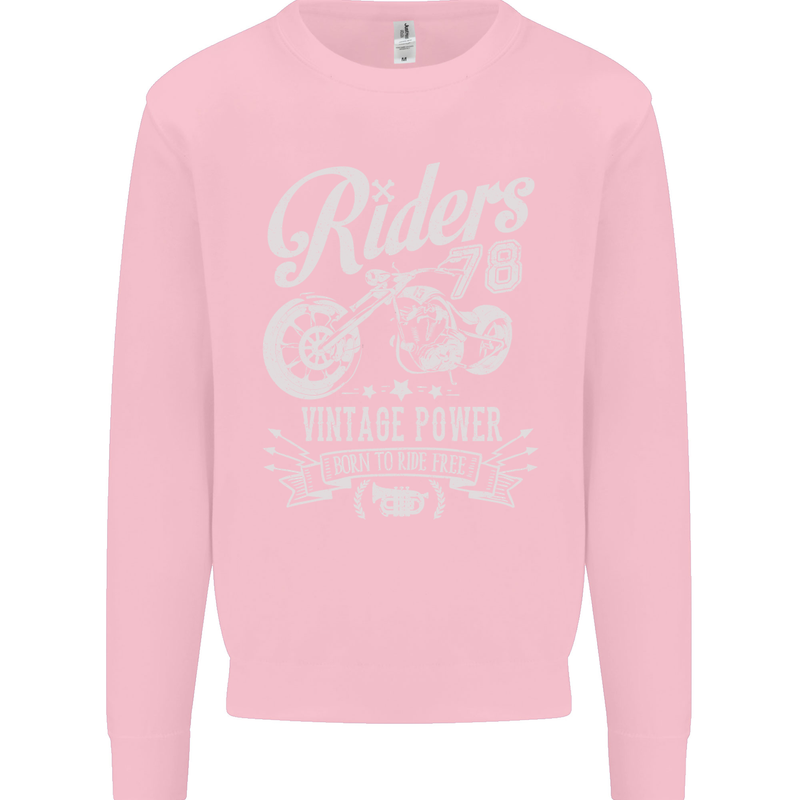 Riders 78 Motorcycle Motorbike Biker Mens Sweatshirt Jumper Light Pink