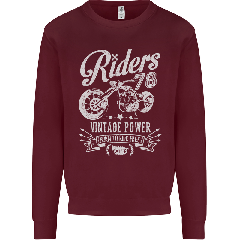Riders 78 Motorcycle Motorbike Biker Mens Sweatshirt Jumper Maroon