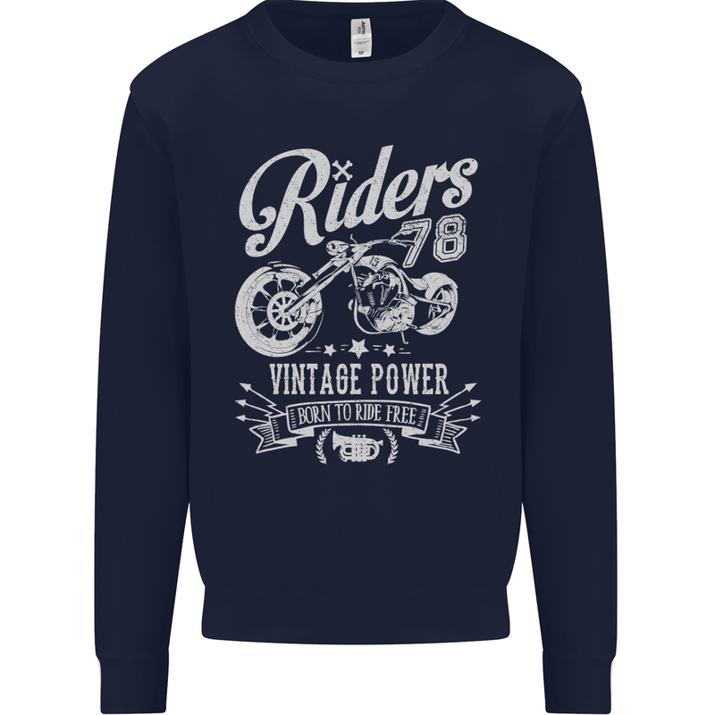 Riders 78 Motorcycle Motorbike Biker Mens Sweatshirt Jumper Navy Blue