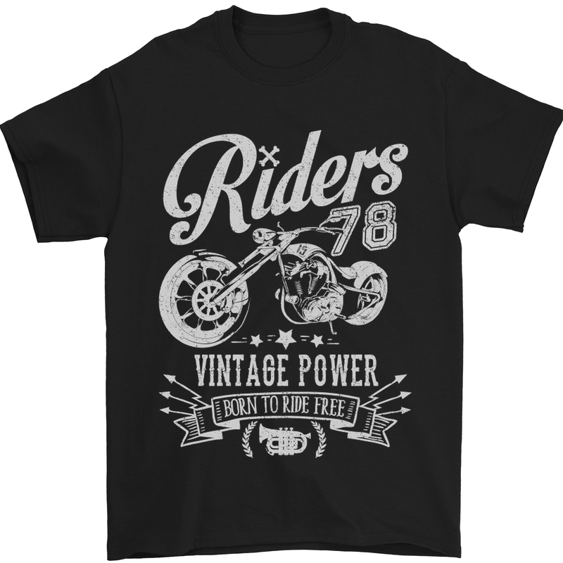 Riders 78 Motorcycle Motorbike Biker Mens T-Shirt Cotton Gildan Black