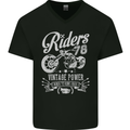 Riders 78 Motorcycle Motorbike Biker Mens V-Neck Cotton T-Shirt Black