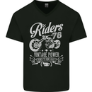 Riders 78 Motorcycle Motorbike Biker Mens V-Neck Cotton T-Shirt Black