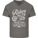 Riders 78 Motorcycle Motorbike Biker Mens V-Neck Cotton T-Shirt Charcoal
