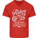 Riders 78 Motorcycle Motorbike Biker Mens V-Neck Cotton T-Shirt Red