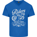Riders 78 Motorcycle Motorbike Biker Mens V-Neck Cotton T-Shirt Royal Blue