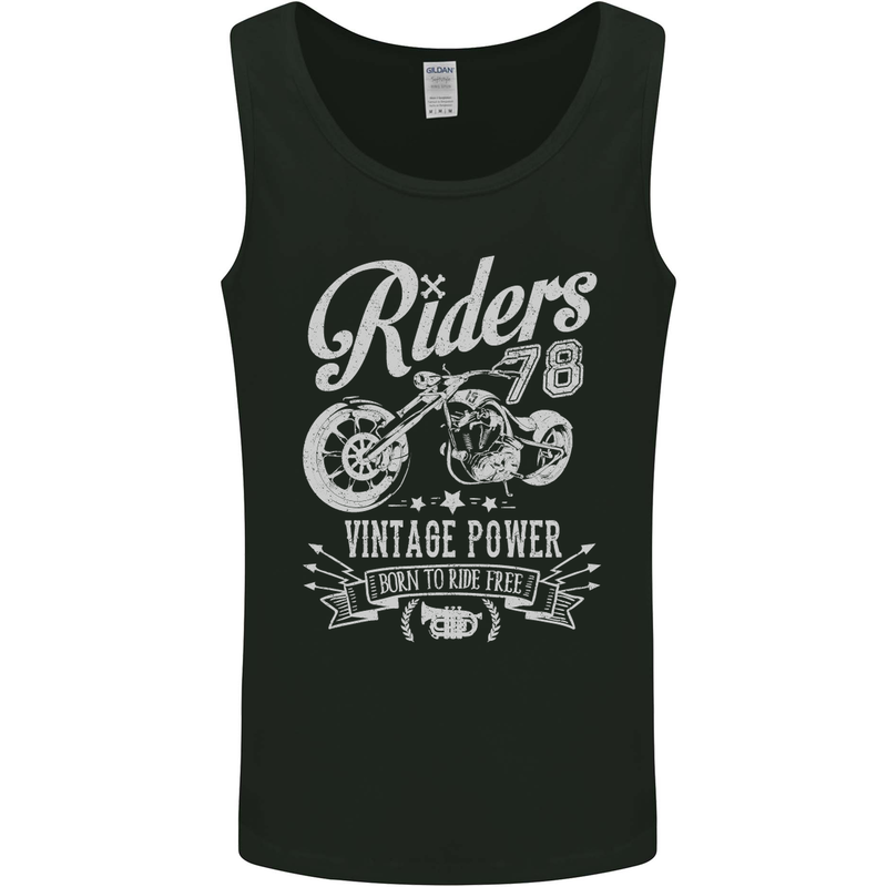 Riders 78 Motorcycle Motorbike Biker Mens Vest Tank Top Black