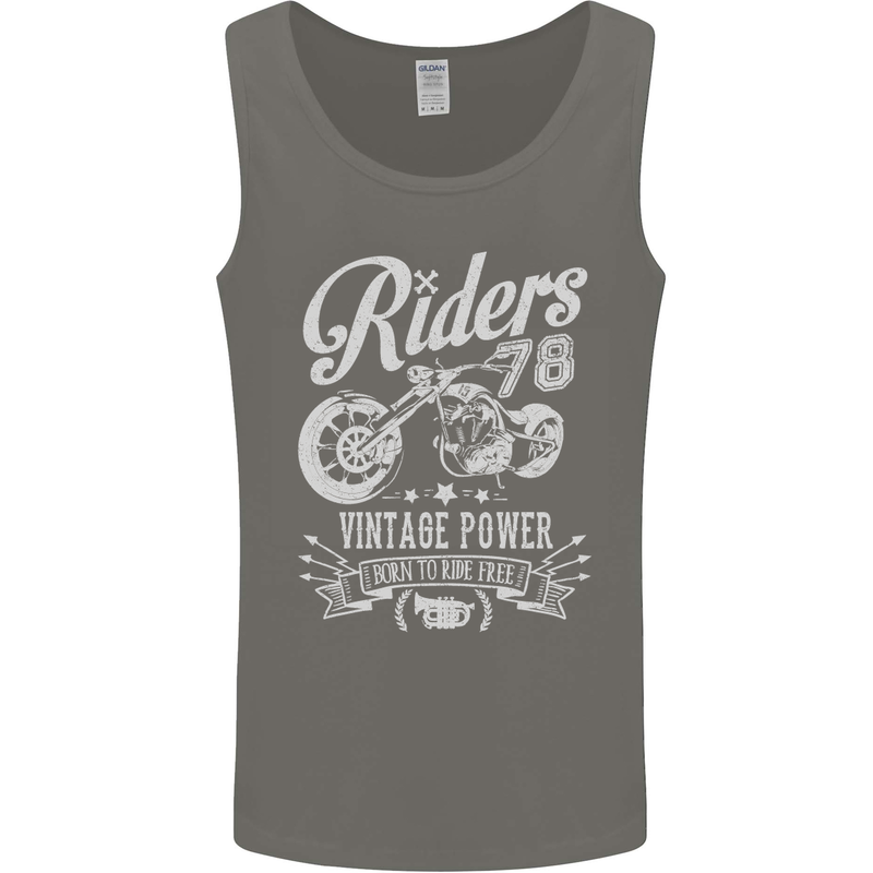 Riders 78 Motorcycle Motorbike Biker Mens Vest Tank Top Charcoal