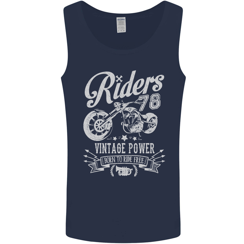 Riders 78 Motorcycle Motorbike Biker Mens Vest Tank Top Navy Blue