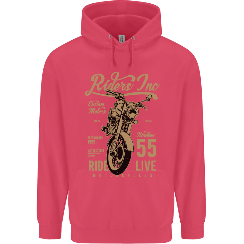 Riders Inc Motorcycle Cafe Racer Biker Bike Childrens Kids Hoodie Heliconia