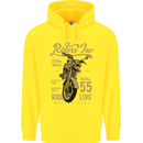 Riders Inc Motorcycle Cafe Racer Biker Bike Childrens Kids Hoodie Yellow