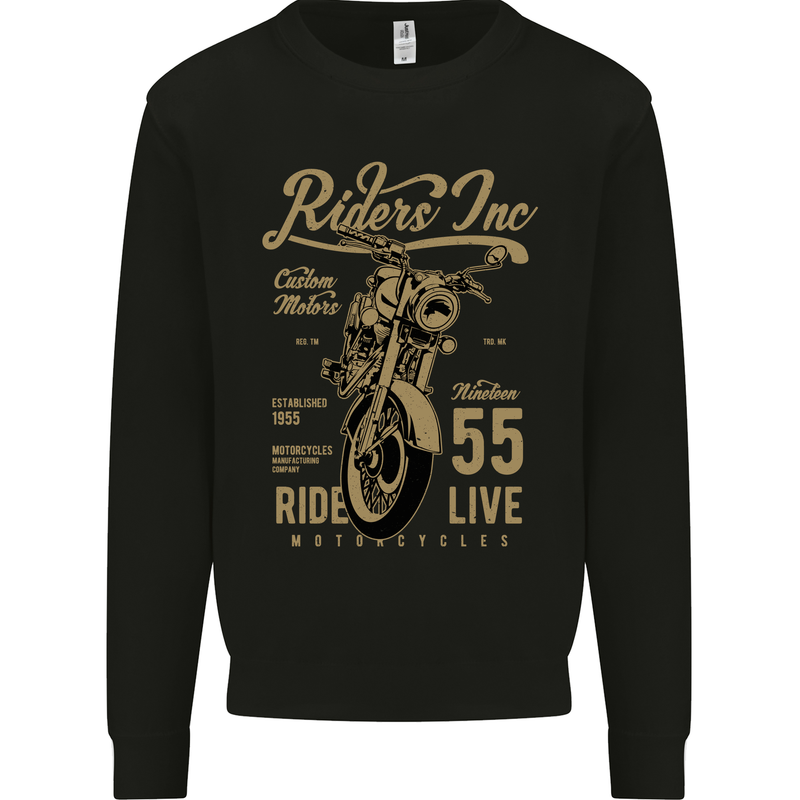 Riders Inc Motorcycle Cafe Racer Biker Bike Kids Sweatshirt Jumper Black