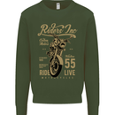 Riders Inc Motorcycle Cafe Racer Biker Bike Kids Sweatshirt Jumper Forest Green