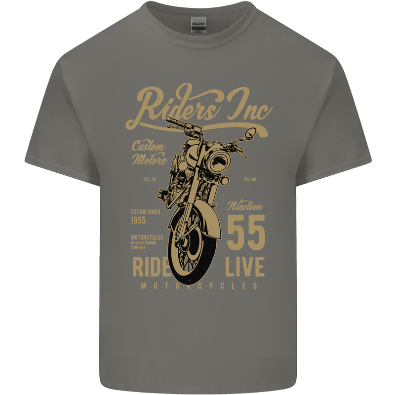 Riders Inc Motorcycle Cafe Racer Biker Bike Kids T-Shirt Childrens Charcoal
