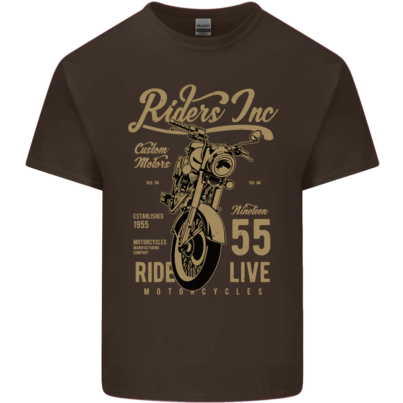 Riders Inc Motorcycle Cafe Racer Biker Bike Kids T-Shirt Childrens Chocolate