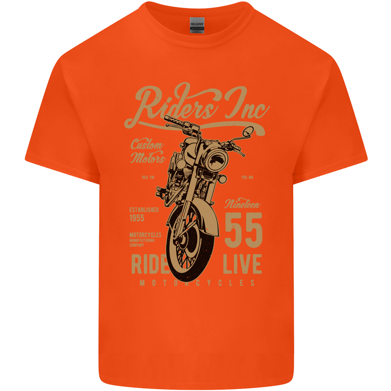 Riders Inc Motorcycle Cafe Racer Biker Bike Kids T-Shirt Childrens Orange