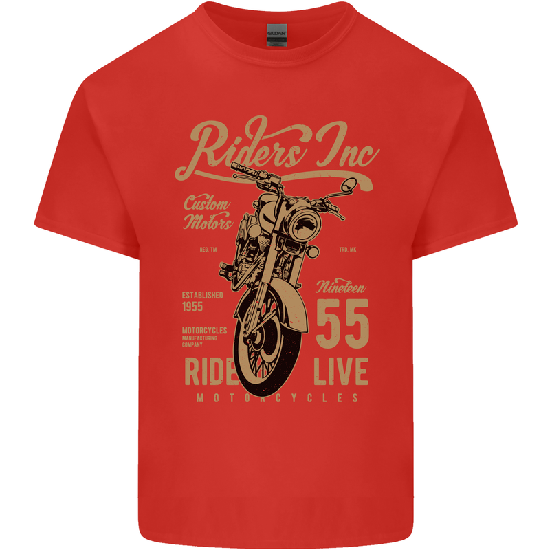 Riders Inc Motorcycle Cafe Racer Biker Bike Kids T-Shirt Childrens Red