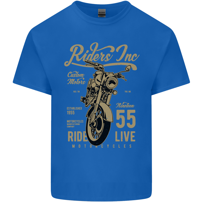 Riders Inc Motorcycle Cafe Racer Biker Bike Kids T-Shirt Childrens Royal Blue