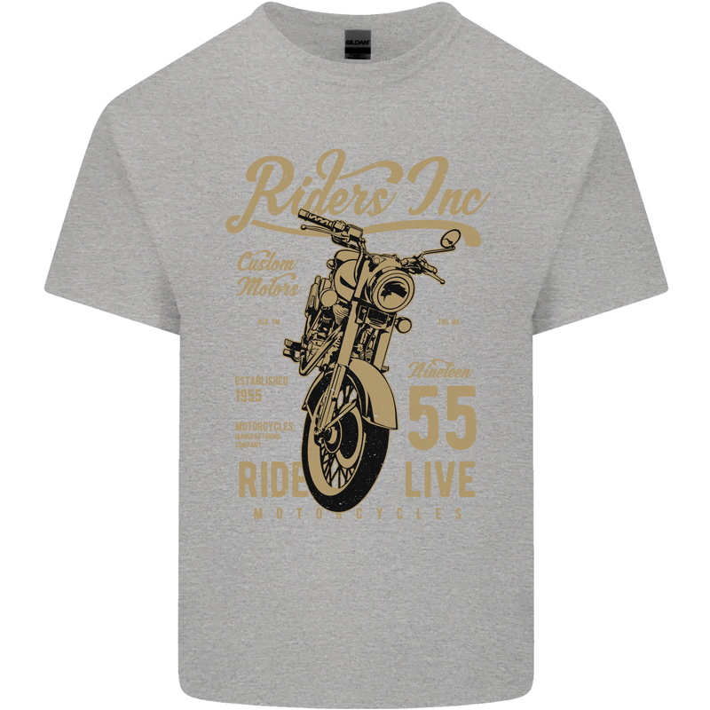 Riders Inc Motorcycle Cafe Racer Biker Bike Kids T-Shirt Childrens Sports Grey