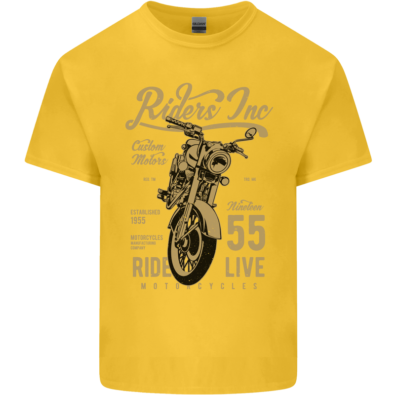 Riders Inc Motorcycle Cafe Racer Biker Bike Kids T-Shirt Childrens Yellow
