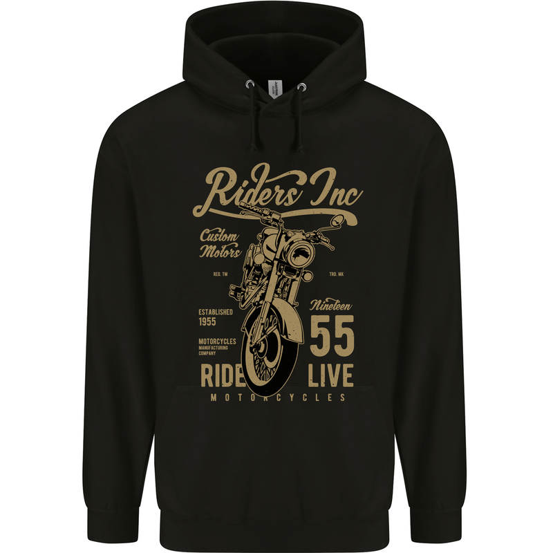 Riders Inc Motorcycle Cafe Racer Biker Bike Mens 80% Cotton Hoodie Black