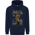 Riders Inc Motorcycle Cafe Racer Biker Bike Mens 80% Cotton Hoodie Navy Blue