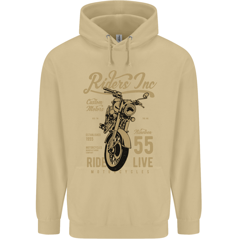 Riders Inc Motorcycle Cafe Racer Biker Bike Mens 80% Cotton Hoodie Sand