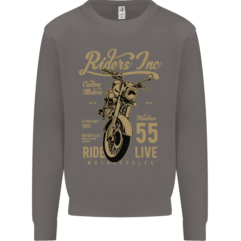 Riders Inc Motorcycle Cafe Racer Biker Bike Mens Sweatshirt Jumper Charcoal
