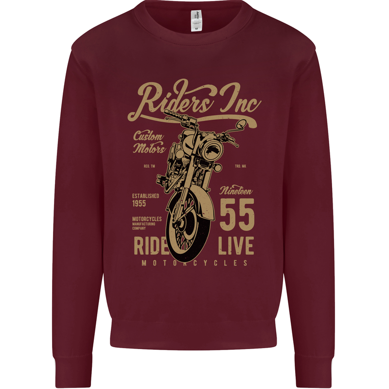 Riders Inc Motorcycle Cafe Racer Biker Bike Mens Sweatshirt Jumper Maroon