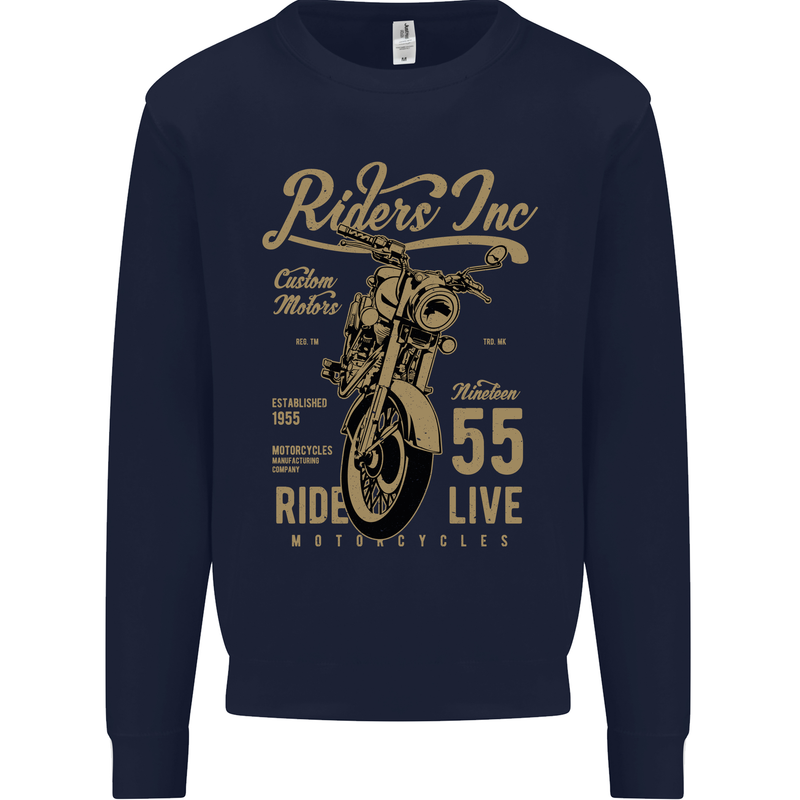 Riders Inc Motorcycle Cafe Racer Biker Bike Mens Sweatshirt Jumper Navy Blue