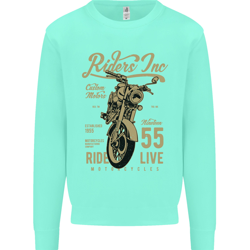 Riders Inc Motorcycle Cafe Racer Biker Bike Mens Sweatshirt Jumper Peppermint