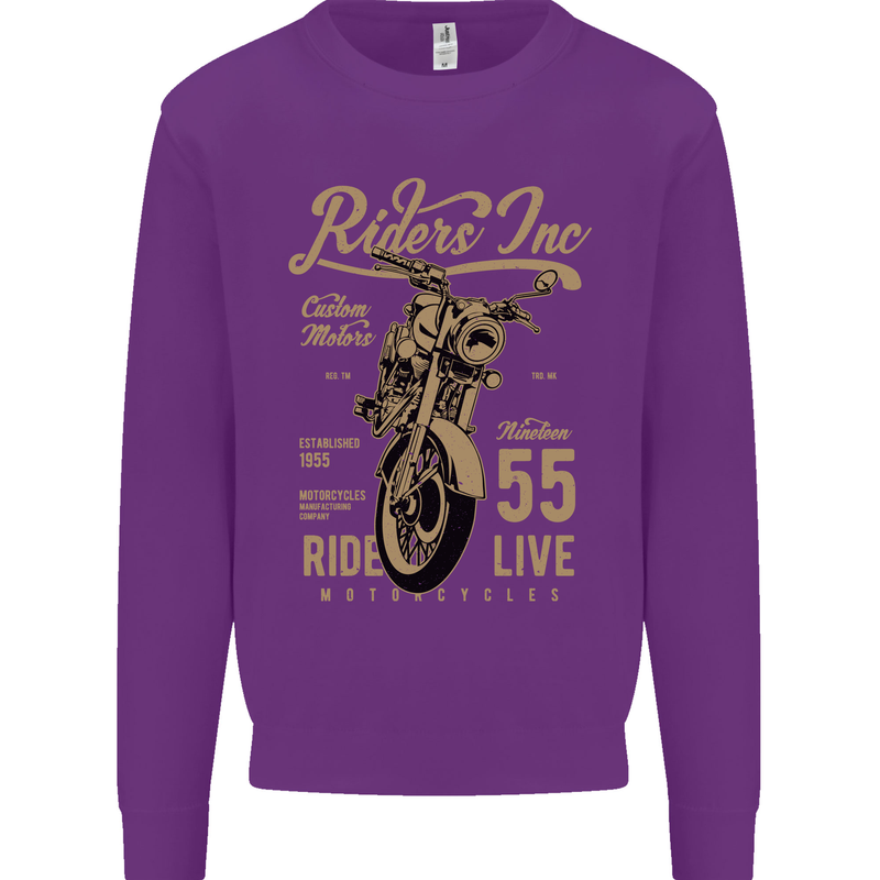 Riders Inc Motorcycle Cafe Racer Biker Bike Mens Sweatshirt Jumper Purple