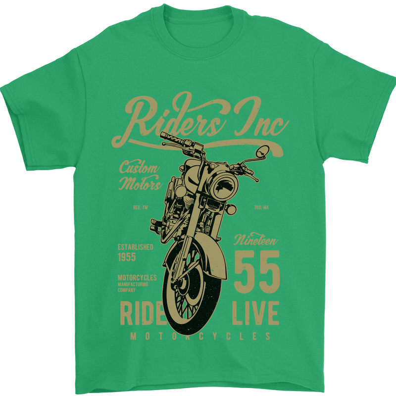Riders Inc Motorcycle Cafe Racer Biker Bike Mens T-Shirt Cotton Gildan Irish Green