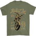 Riders Inc Motorcycle Cafe Racer Biker Bike Mens T-Shirt Cotton Gildan Military Green
