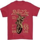 Riders Inc Motorcycle Cafe Racer Biker Bike Mens T-Shirt Cotton Gildan Red