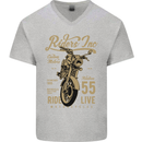 Riders Inc Motorcycle Cafe Racer Biker Bike Mens V-Neck Cotton T-Shirt Sports Grey