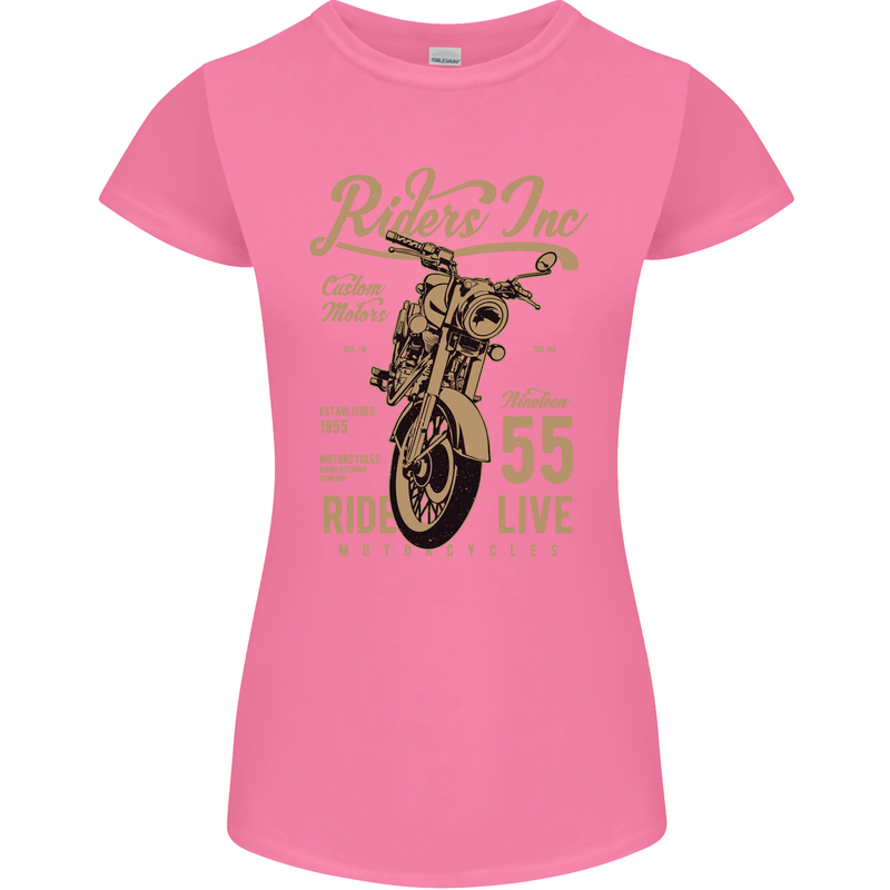 Riders Inc Motorcycle Cafe Racer Biker Bike Womens Petite Cut T-Shirt Azalea