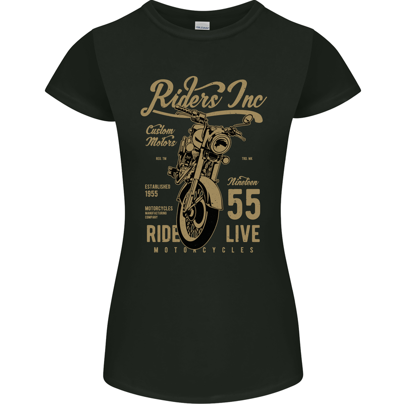 Riders Inc Motorcycle Cafe Racer Biker Bike Womens Petite Cut T-Shirt Black
