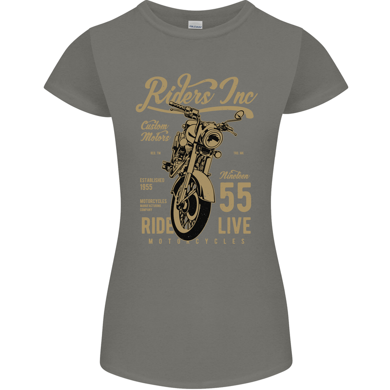 Riders Inc Motorcycle Cafe Racer Biker Bike Womens Petite Cut T-Shirt Charcoal