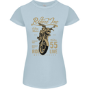 Riders Inc Motorcycle Cafe Racer Biker Bike Womens Petite Cut T-Shirt Light Blue