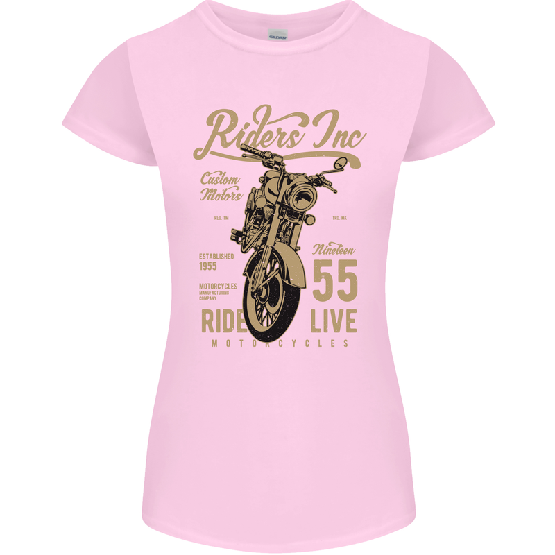Riders Inc Motorcycle Cafe Racer Biker Bike Womens Petite Cut T-Shirt Light Pink