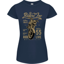Riders Inc Motorcycle Cafe Racer Biker Bike Womens Petite Cut T-Shirt Navy Blue